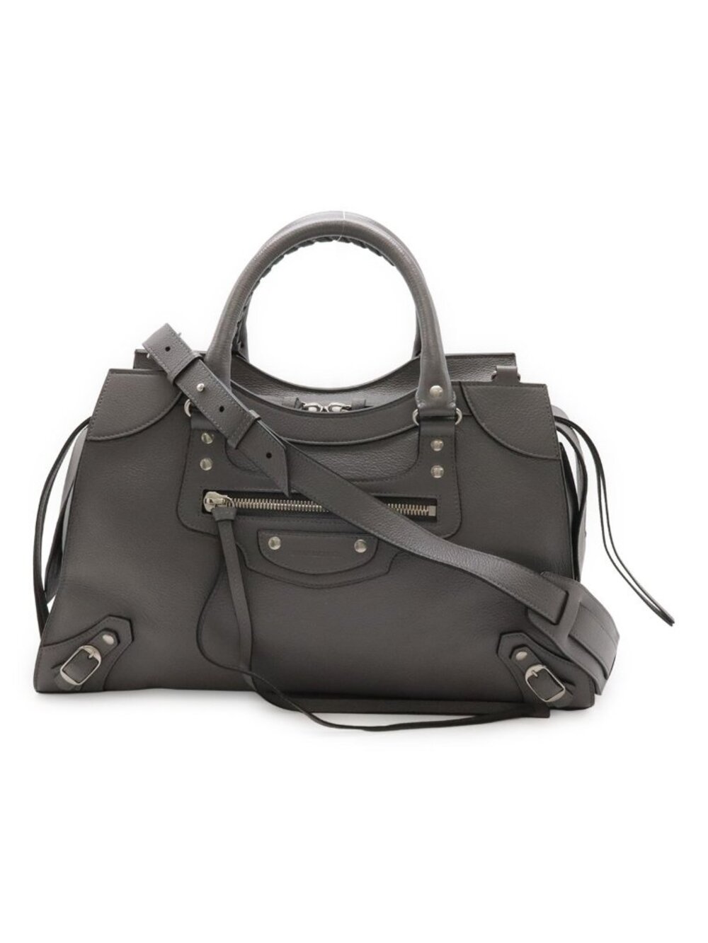 Balenciaga Neoclassic City Medium Tote 2-Way Shoulder Bag Leather Gray Silver